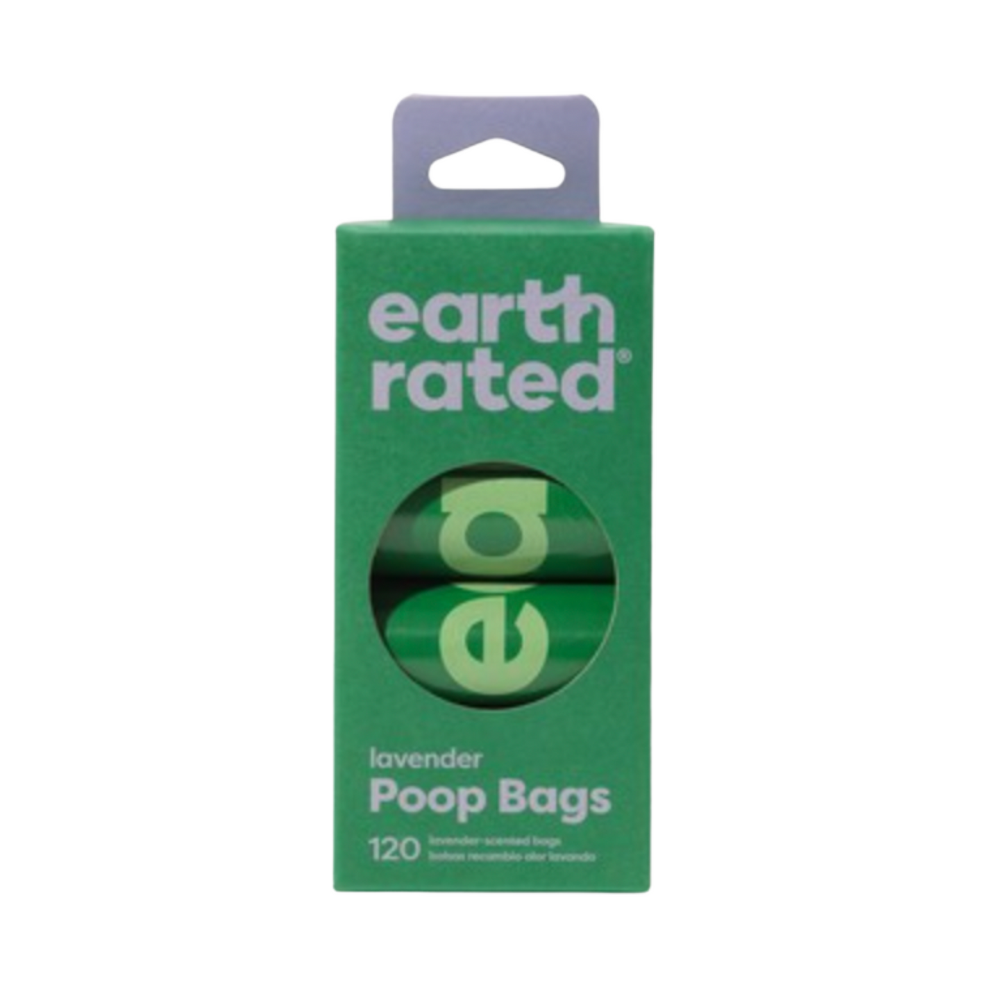 Earth Rated Poop Bags 120 Lavender Scented Bags Without Handles on a Roll
