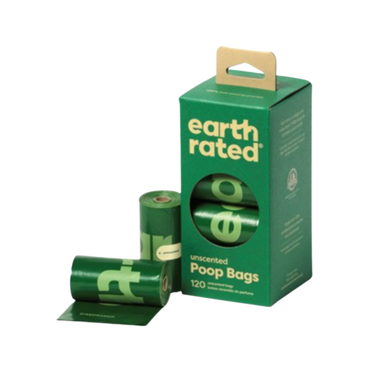 Earth Rated Poop Bags 120 Unscented Bags Without Handles on a Roll