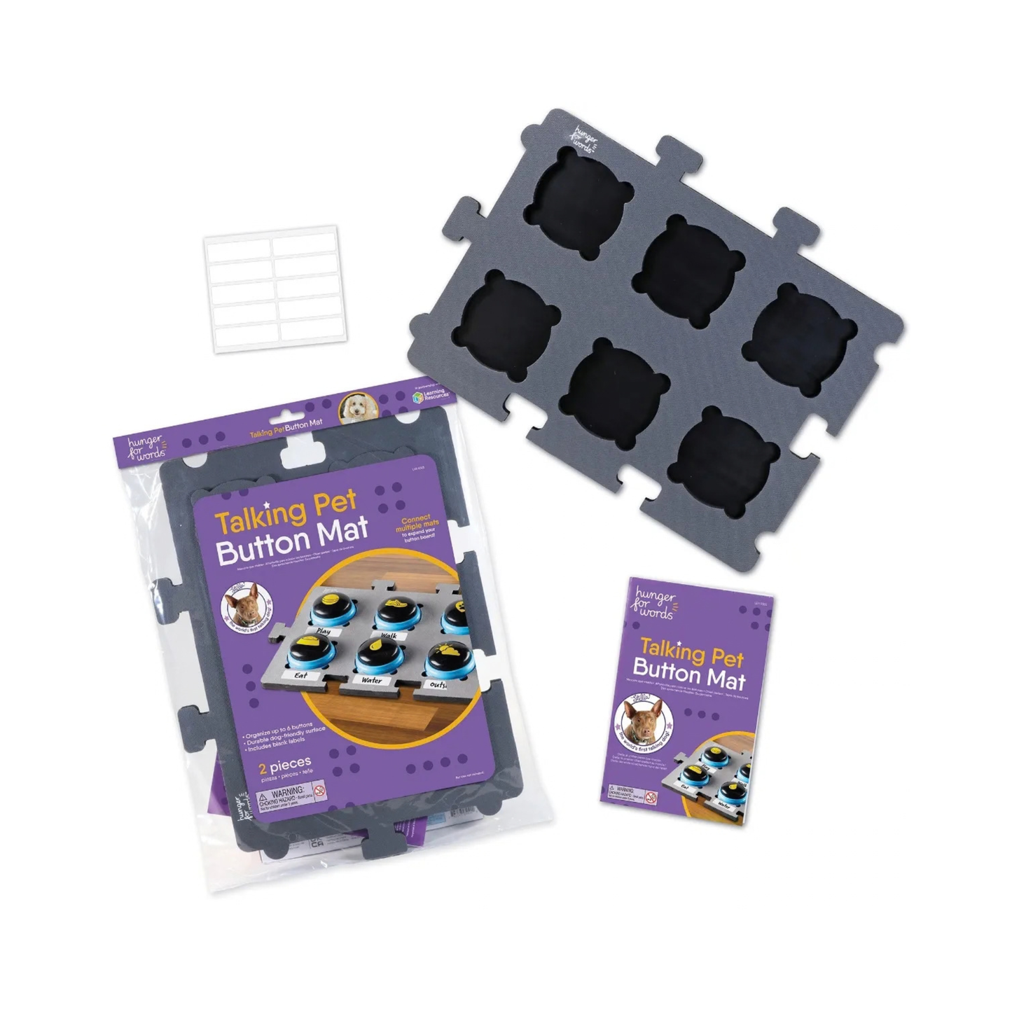 Hunger for Words Talking Dog Button Mat, Holds 6 Recordable Buttons