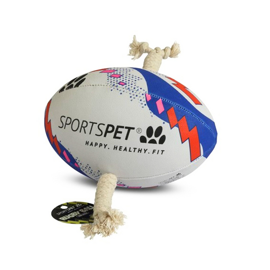 Sportspet Rugby Ball & Tug Dog Toy Available In Size Midi and Size 3
