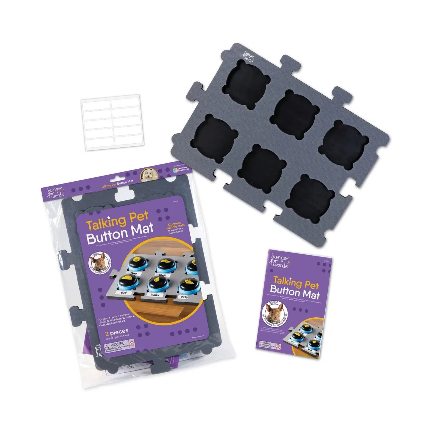 Hunger for Words Talking Dog Button Mat, Holds 6 Recordable Buttons