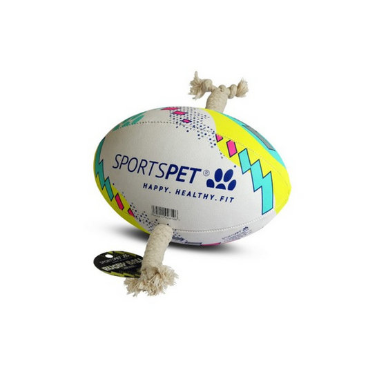 Sportspet Rugby Ball & Tug Dog Toy Available In Size Midi and Size 3