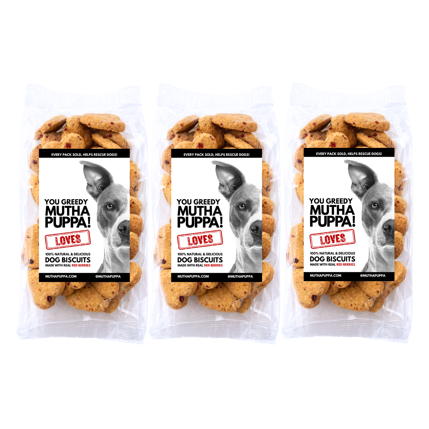 MUTHAPUPPA LOVES, 100% Natural & Delicious Dog Biscuits, Made With Real Red Berries, 300g