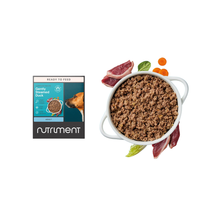 Nutriment Gently Steamed Food For Dogs Available in Beef, Chicken, Duck & Lamb Flavour, 395g per Tray