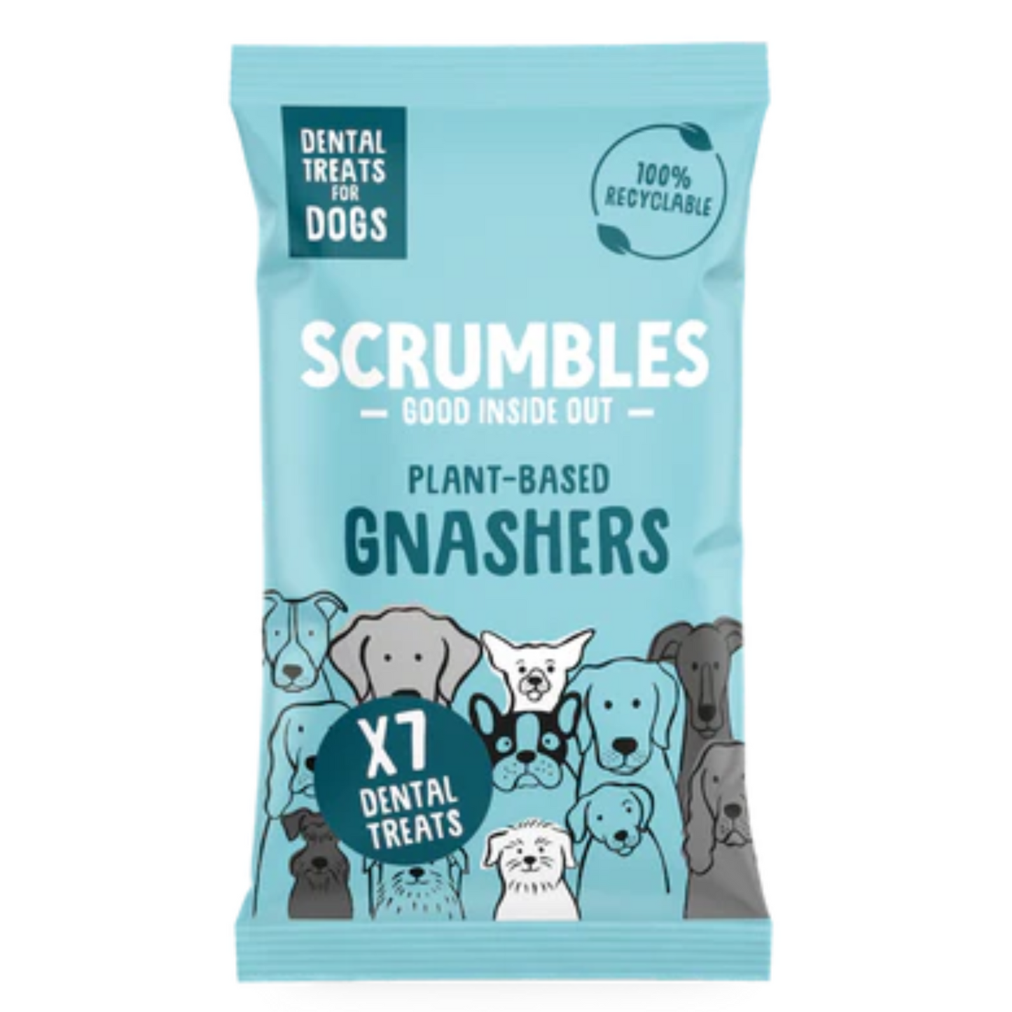 Scrumbles Dog Treats Gnashers Dental Bones Plant Based 7pack