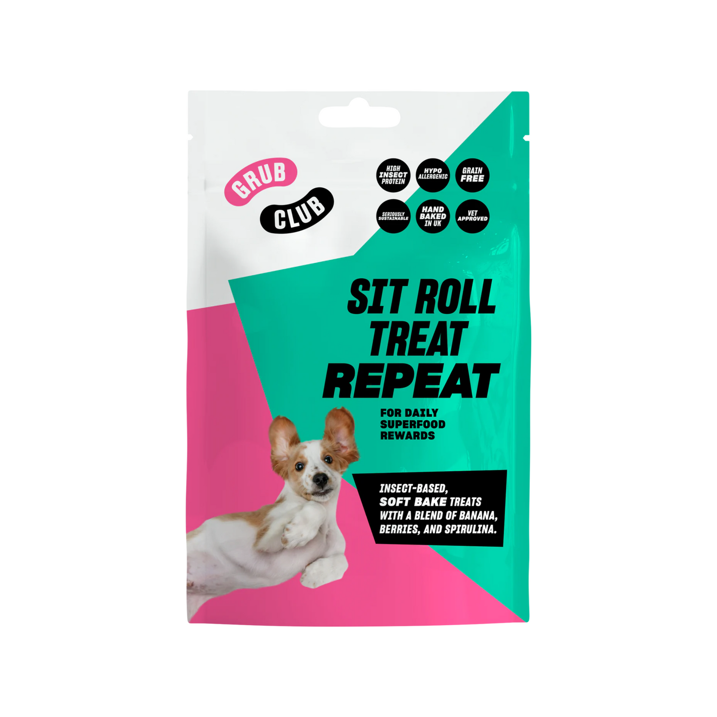 Grub Club Sit Roll Treat Repeat Dog Treats