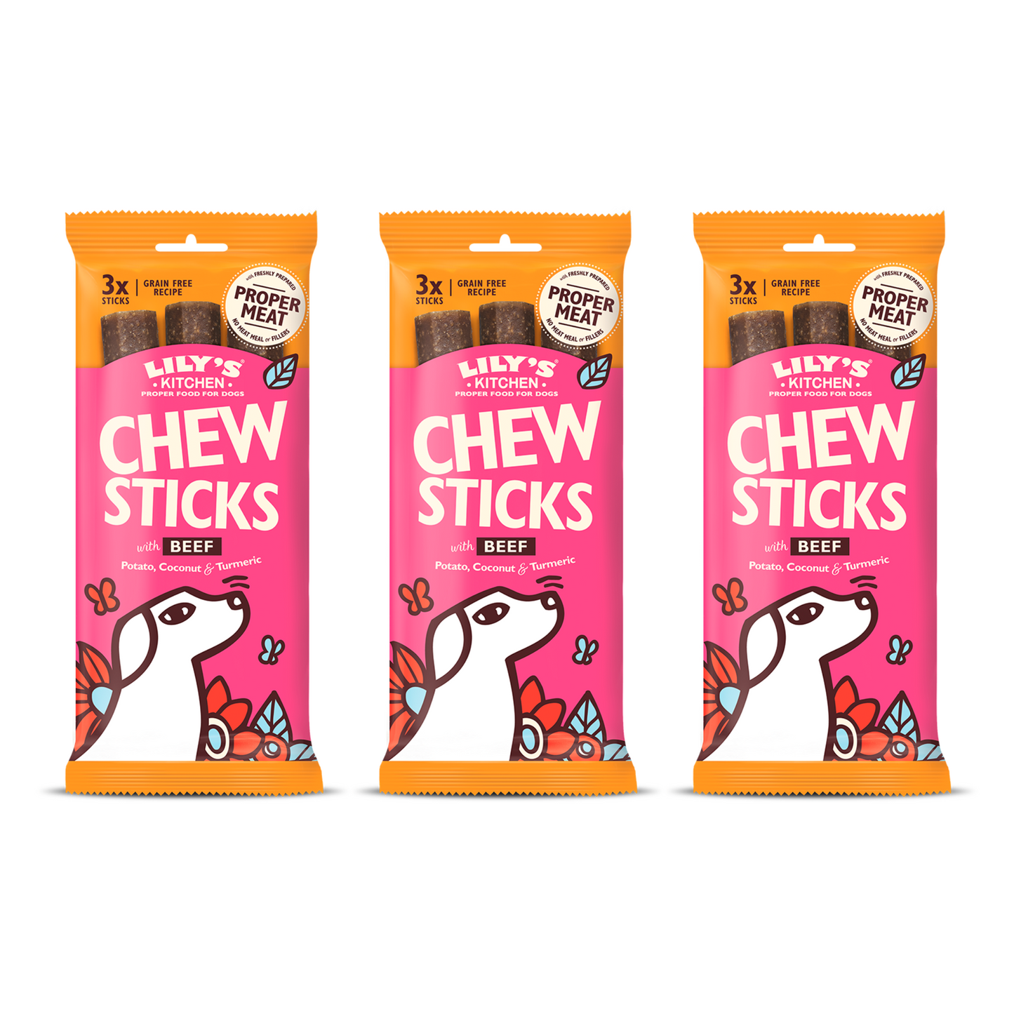 Lilys Kitchen Beef Dog Chew Sticks 120g