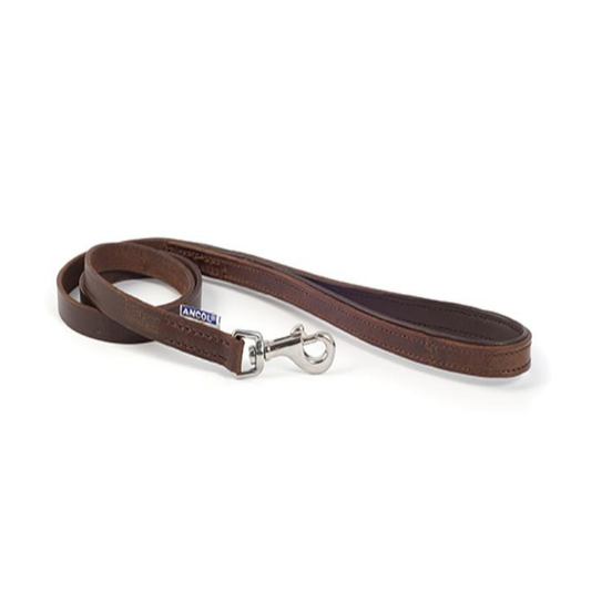 Ancol Vintage Leather Padded Lead Chestnut