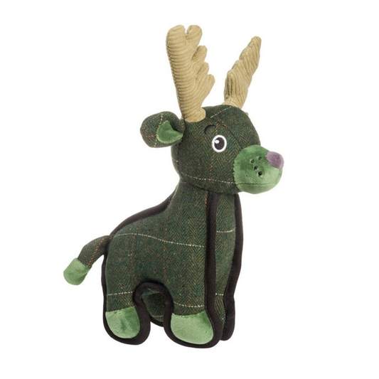 House of Paws Green Tweed Deer Dog Toy