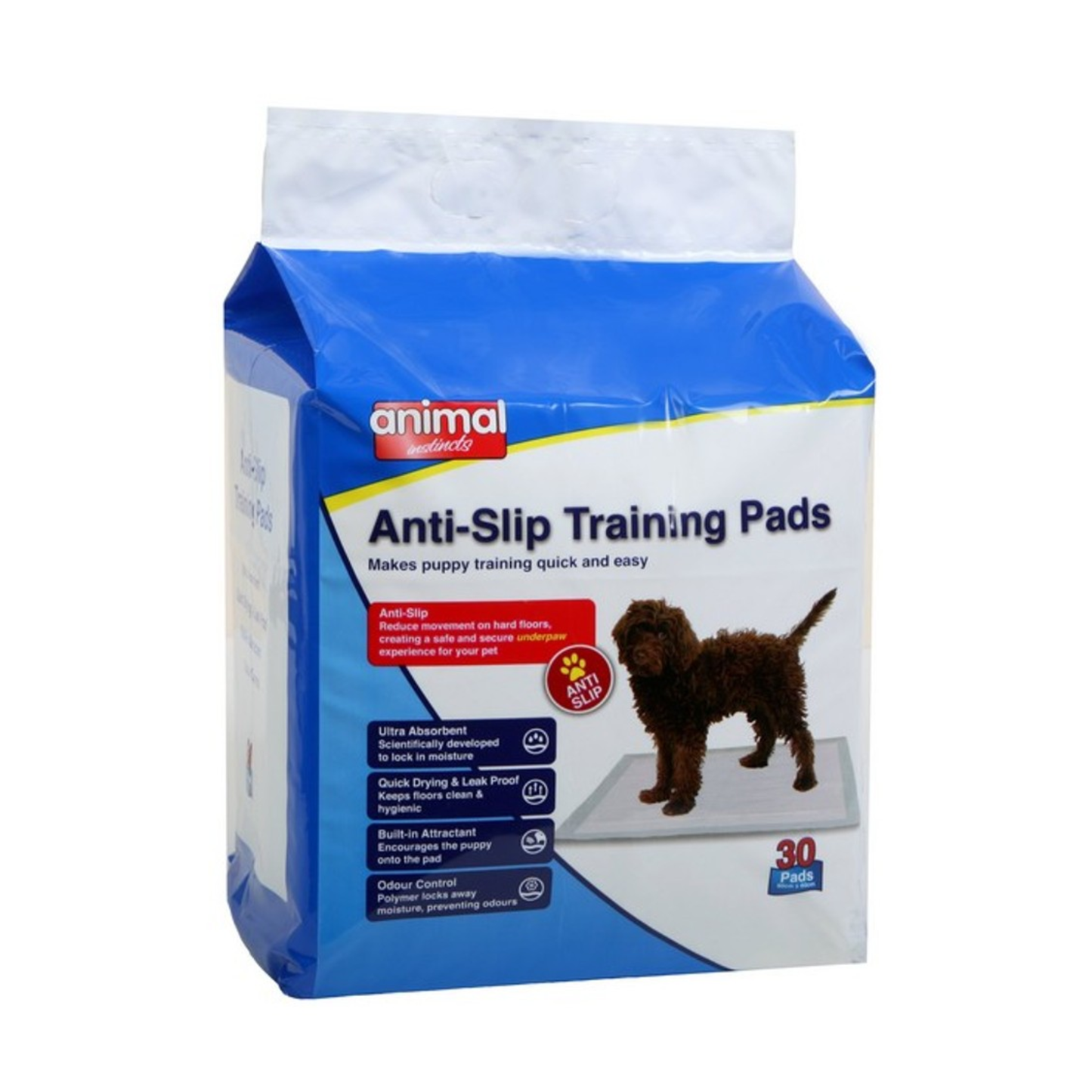 Animal Instincts Dog & Puppy Anti-Slip Training Pads 60 x 60cm 15 Pads
