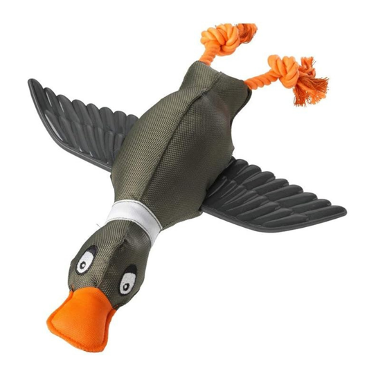 House of Paws Khaki Duck Thrower with TPR Wings Dog Toy