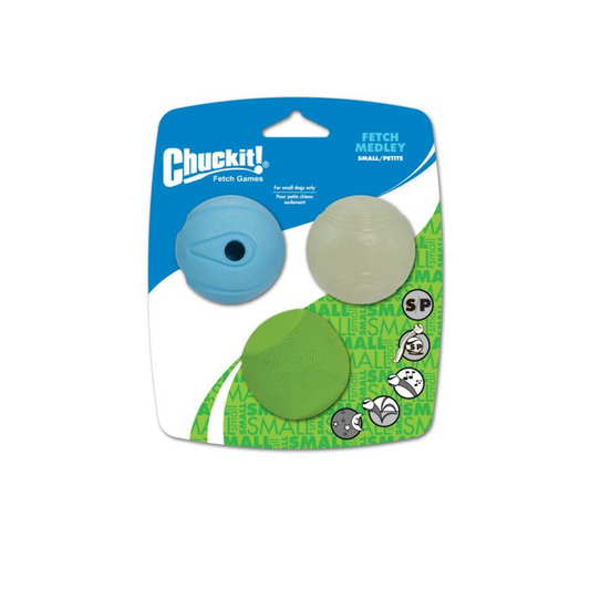 Chuckit Fetch Medley Dog Balls Small Pack Of 3