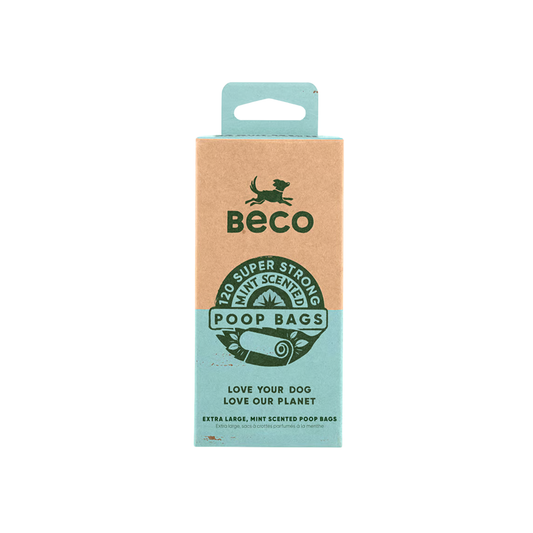 Beco recycled dog poop bags without handles, mint scented, 120 bags