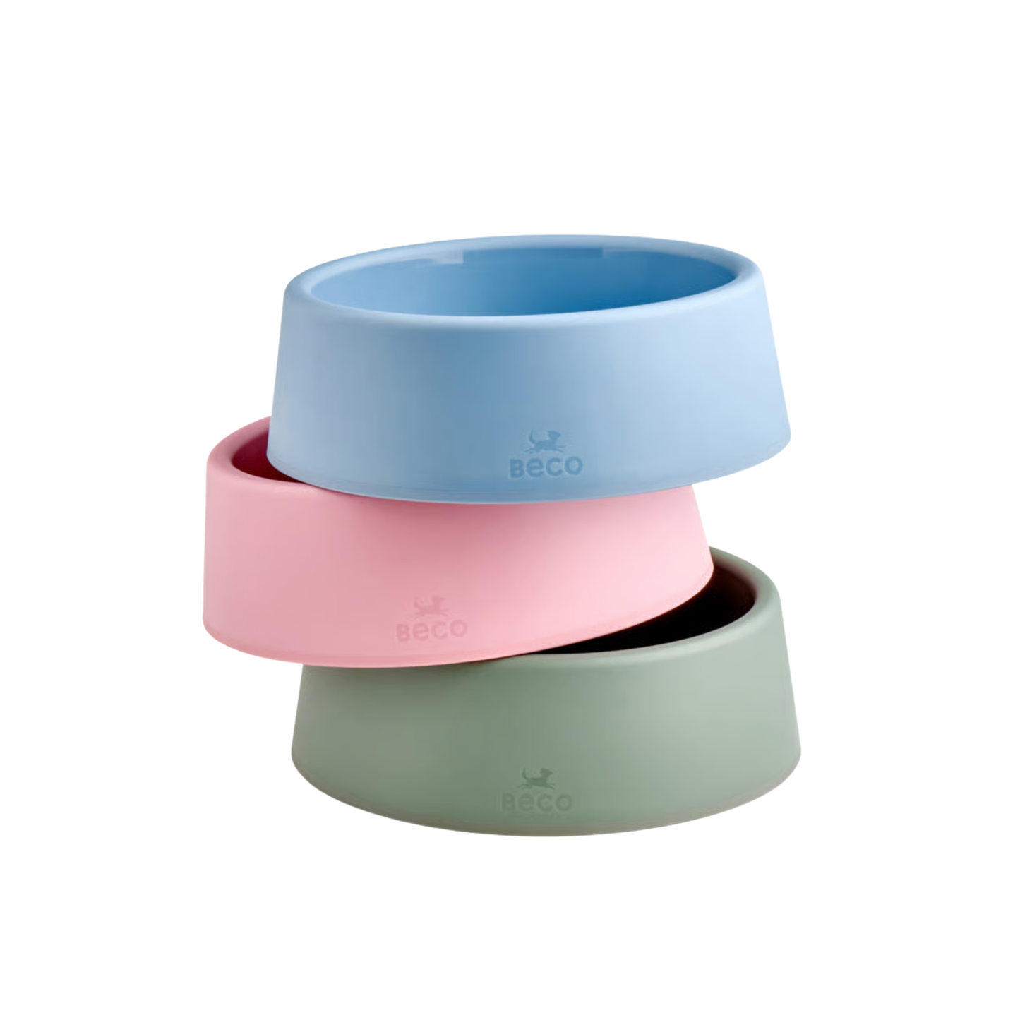 Beco Steady non-slip recycled dog bowl, Small size, in blue, green and pink