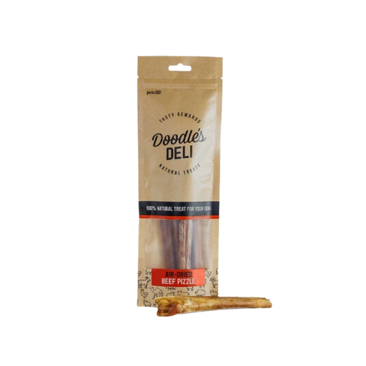 Doodles Deli Air Dried Beef Pizzle 100g, natural single-protein dog chew