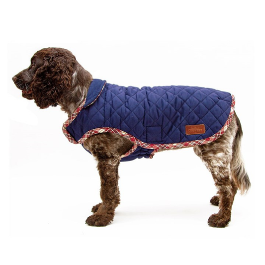 Great & Small Country quilted dog coat, navy, view 2