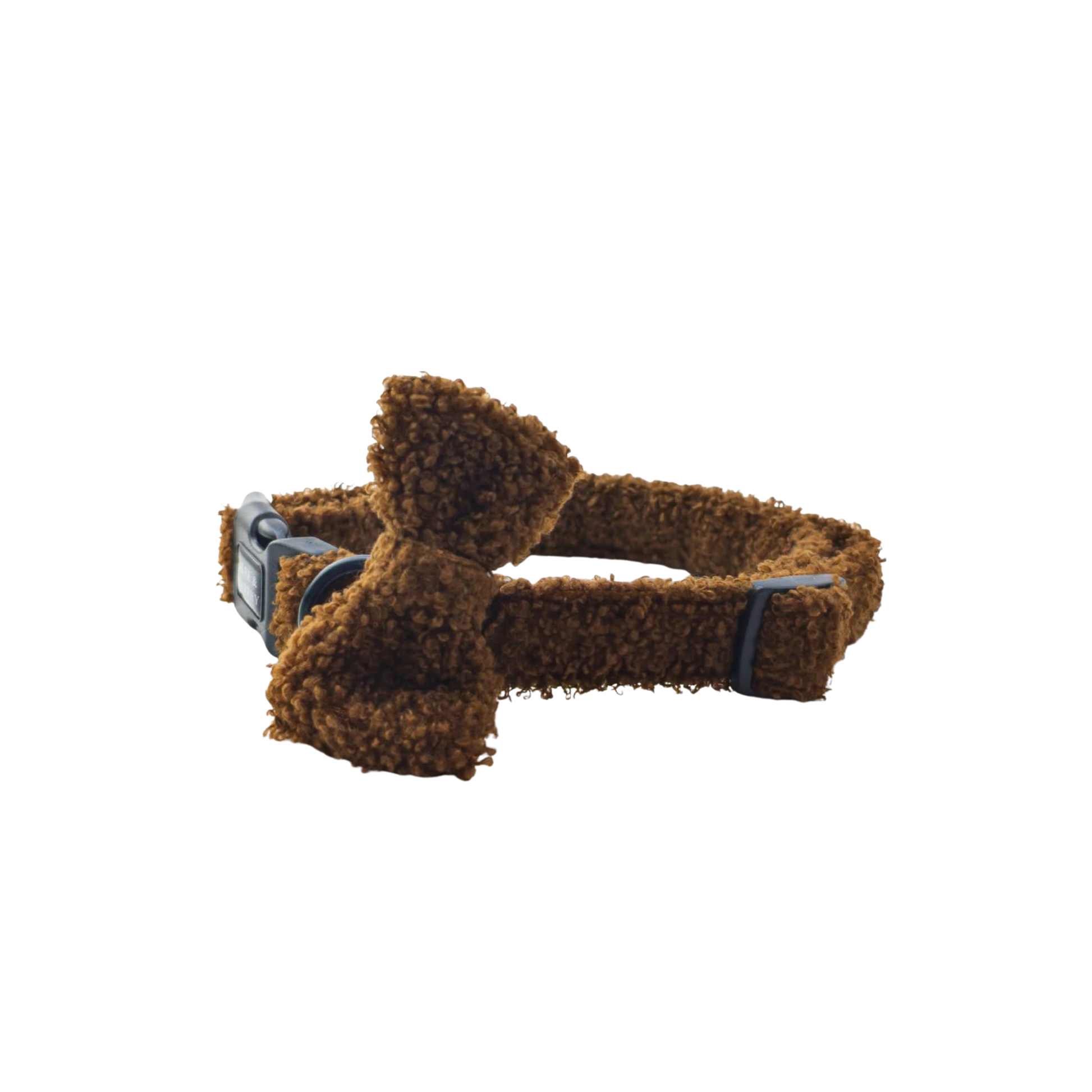 HugglePets Skye & Murphy Teddy Dog Collar & Bow Tie in Espresso brown, soft teddy fleece