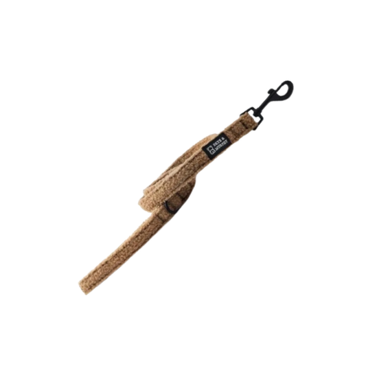 HugglePets Skye & Murphy Teddy Dog Lead in Caramel beige, soft teddy fleece