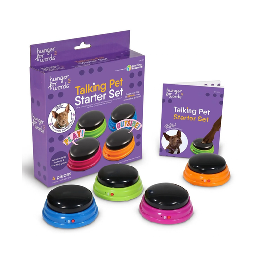 Hunger for Words recordable talking dog buttons and teaching guide