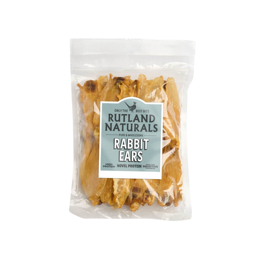 Rutland Naturals rabbit ears without hair, natural dog chews, 100g