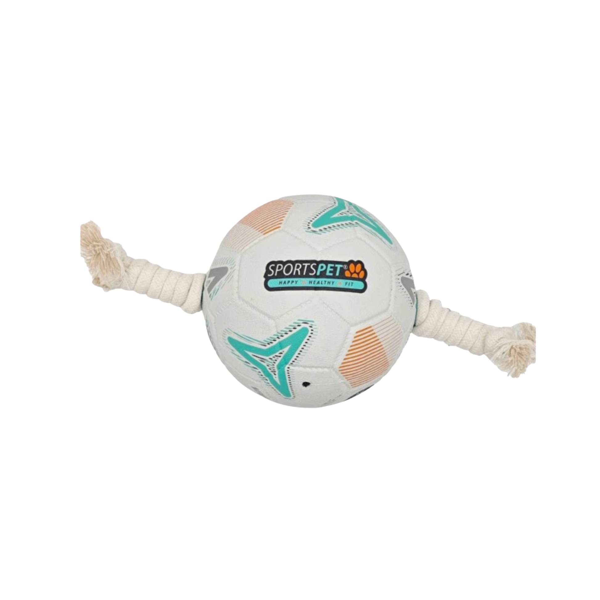 Sportspet Team Football dog toy with rope grips, Size 2