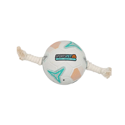 Sportspet Team Football dog toy with rope grips, Size 2