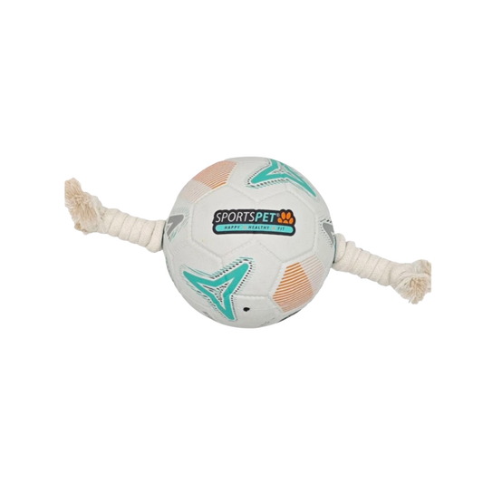 Sportspet Team Football dog toy with rope grips, Size 2