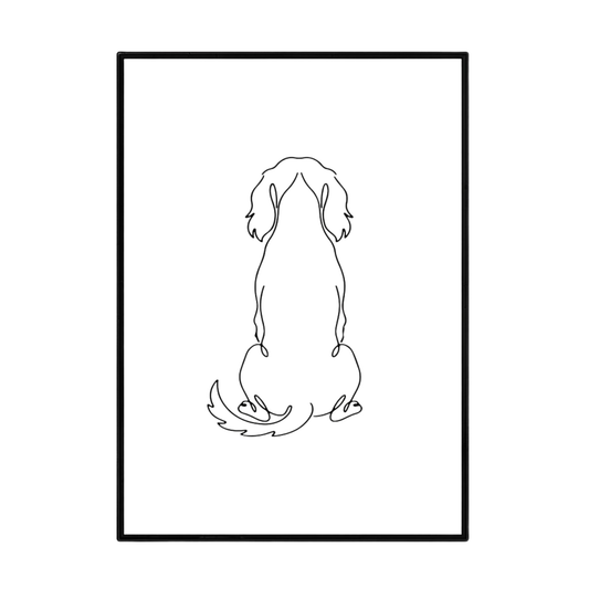 Springer Spaniel line art print, A5, minimalist dog portrait