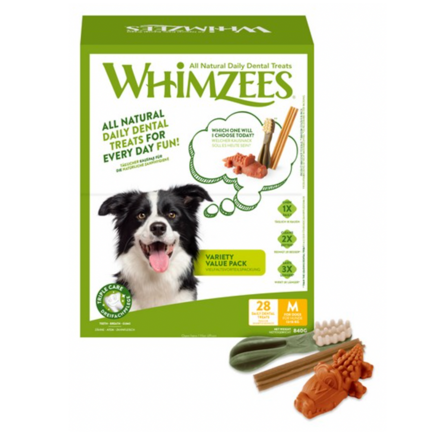 Whimzees Variety Value Box Natural Grain Free Dog Treats For Medium Size Breeds 28 Pieces
