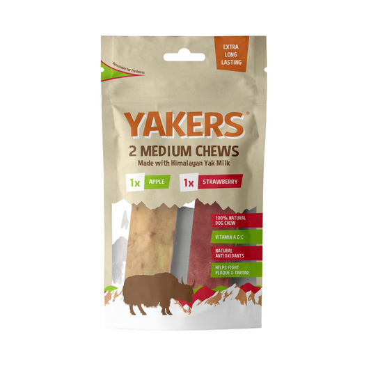 Yakers Dog Chews Strawberry & Apple Flavours Medium Pack Of 2 (70g Each)