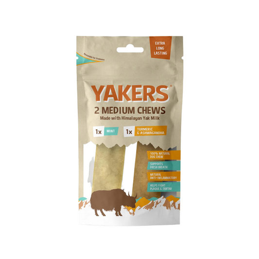 Yakers Mint & Turmeric Dog Chews Medium Pack Of 2 (70g Each)