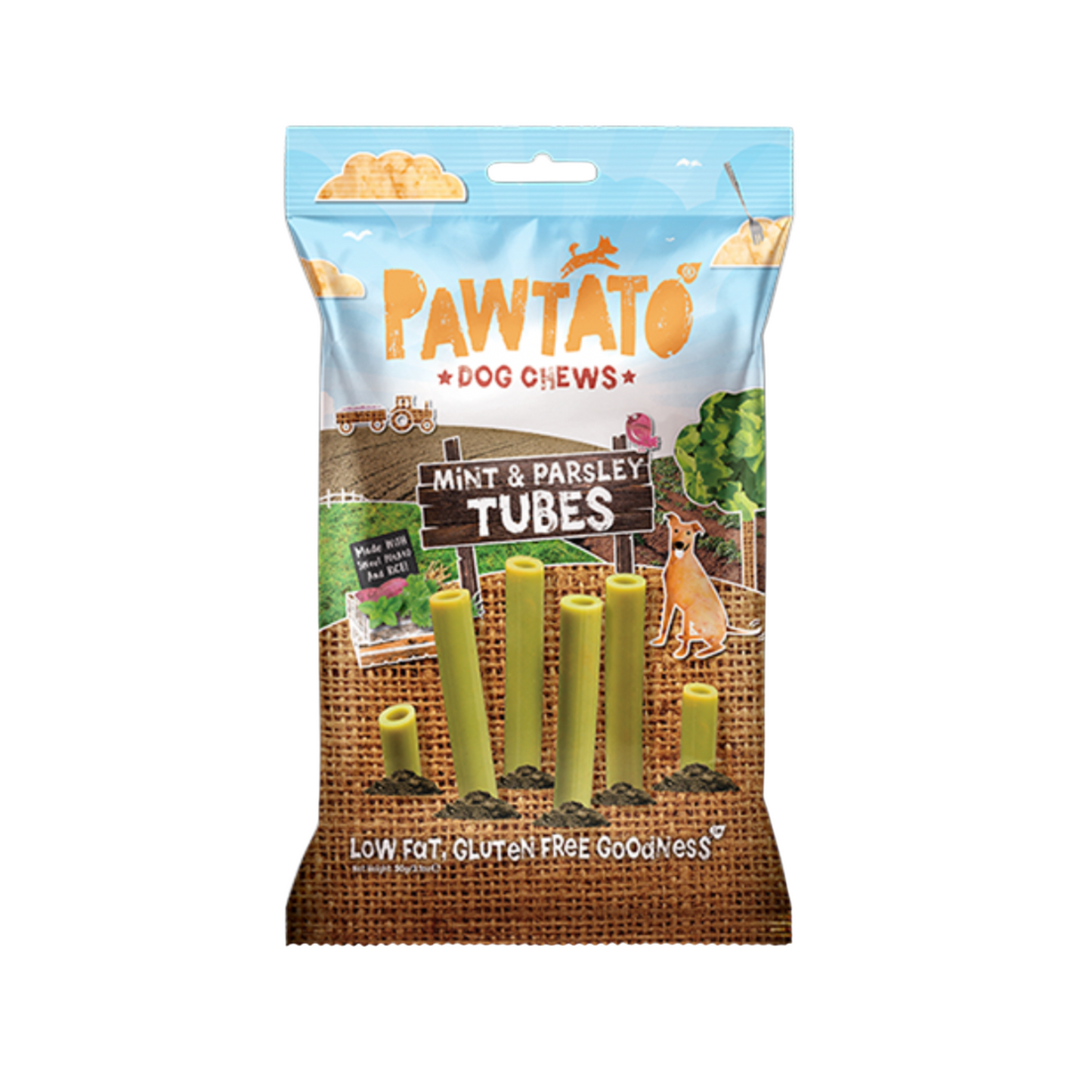 Pawtato Mint & Parsley Tubes Dog Chews Pack Of 4, 90g