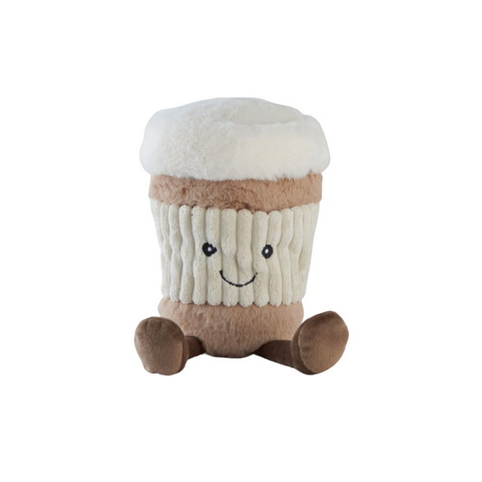 A dog toy that looks like a cappuccino coffee