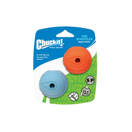 Chuckit The Whistler Ball Dog Toy 2 Pack Small 4.8cm
