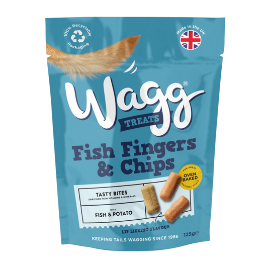 Wagg Fish Fingers & Chips Dog Treats With Fish & Potato Tasty Bites 125g