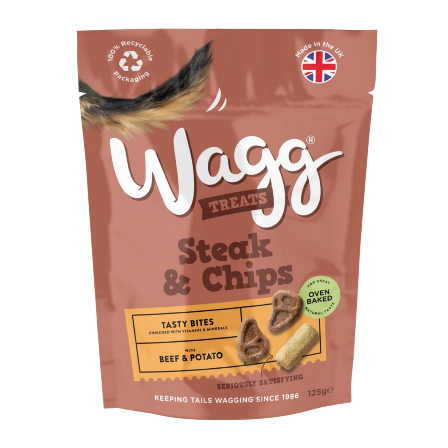 Wagg Steak & Chips Dog Treats With Beef & Potato Tasty Bites 125g