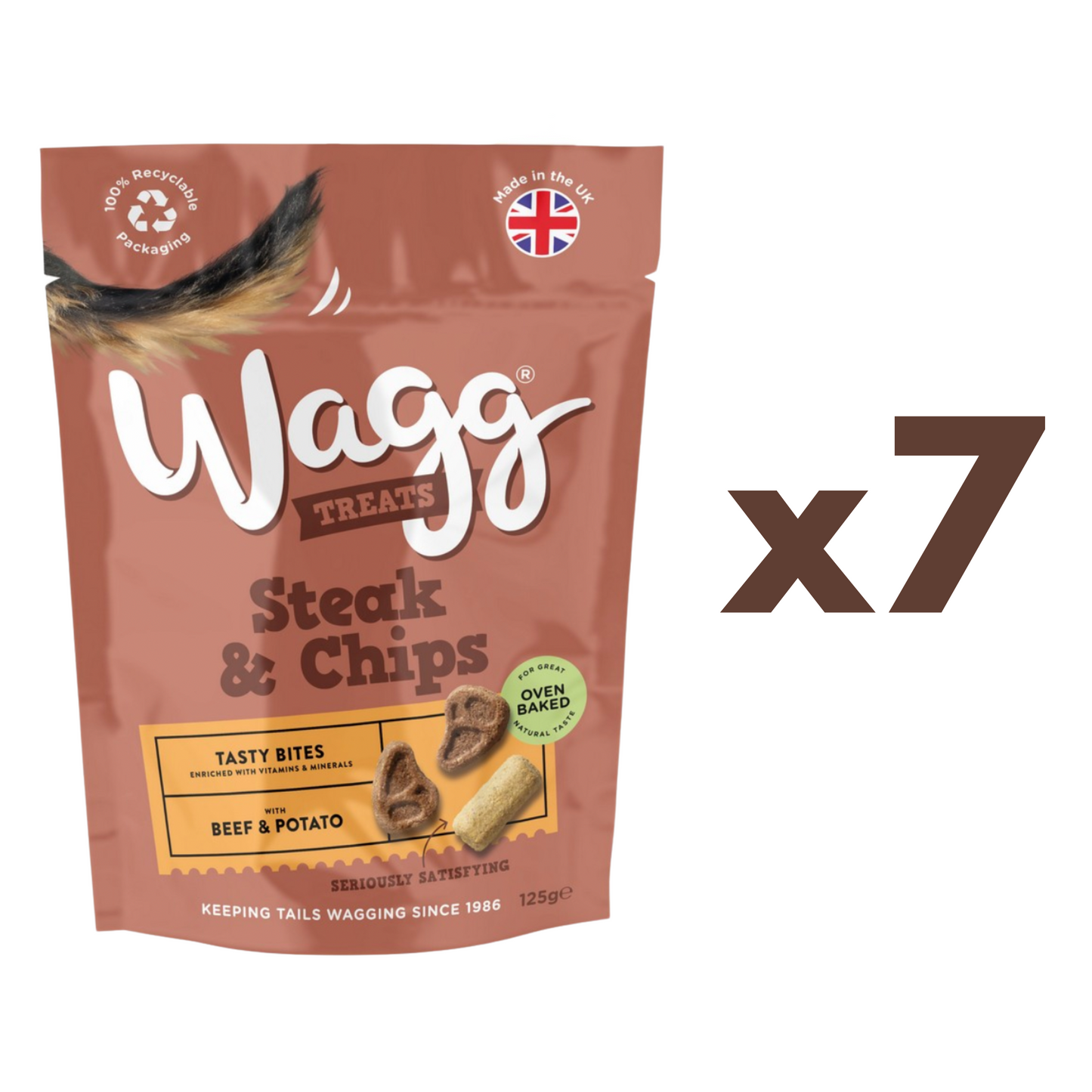 Wagg Steak & Chips Dog Treats With Beef & Potato Tasty Bites 125g