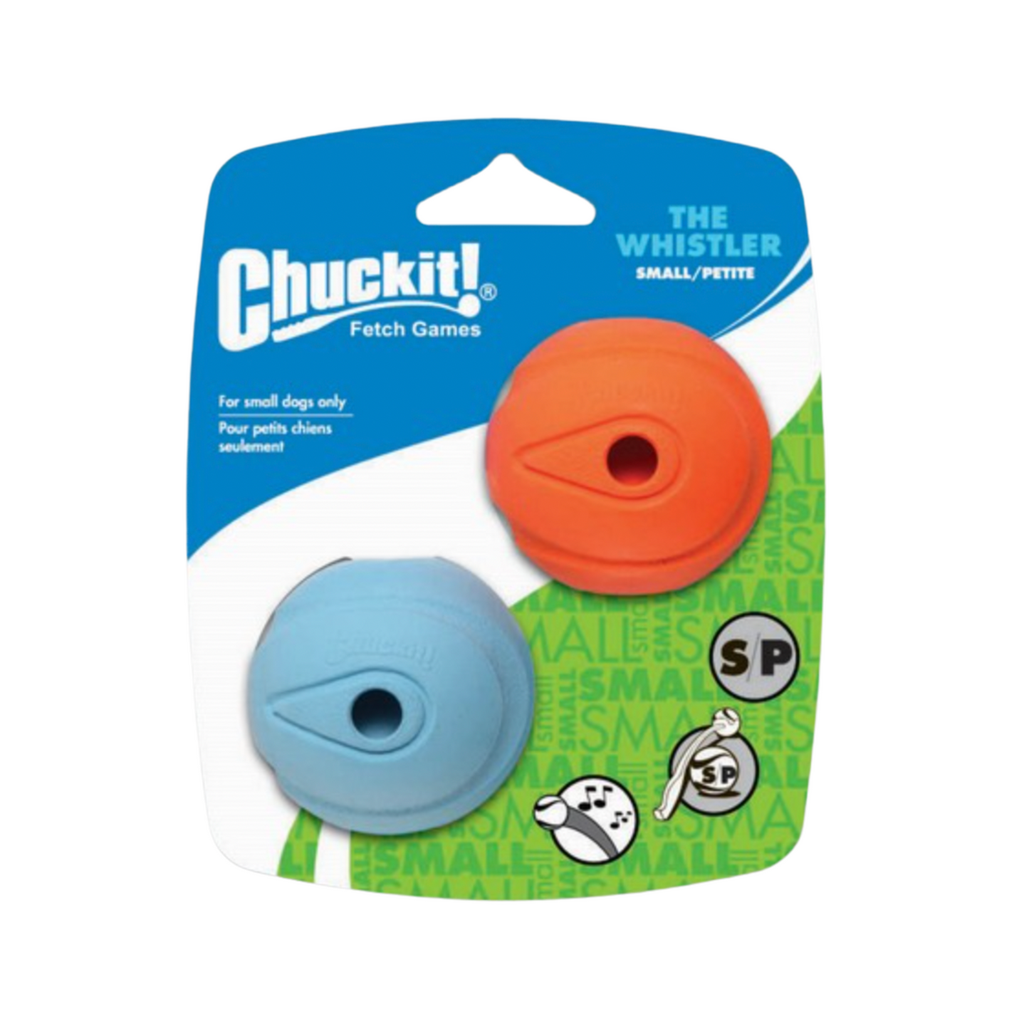 Chuckit The Whistler Ball Dog Toy 2 Pack Small 4.8cm