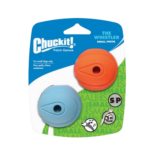 Chuckit The Whistler Ball Dog Toy 2 Pack Small 4.8cm