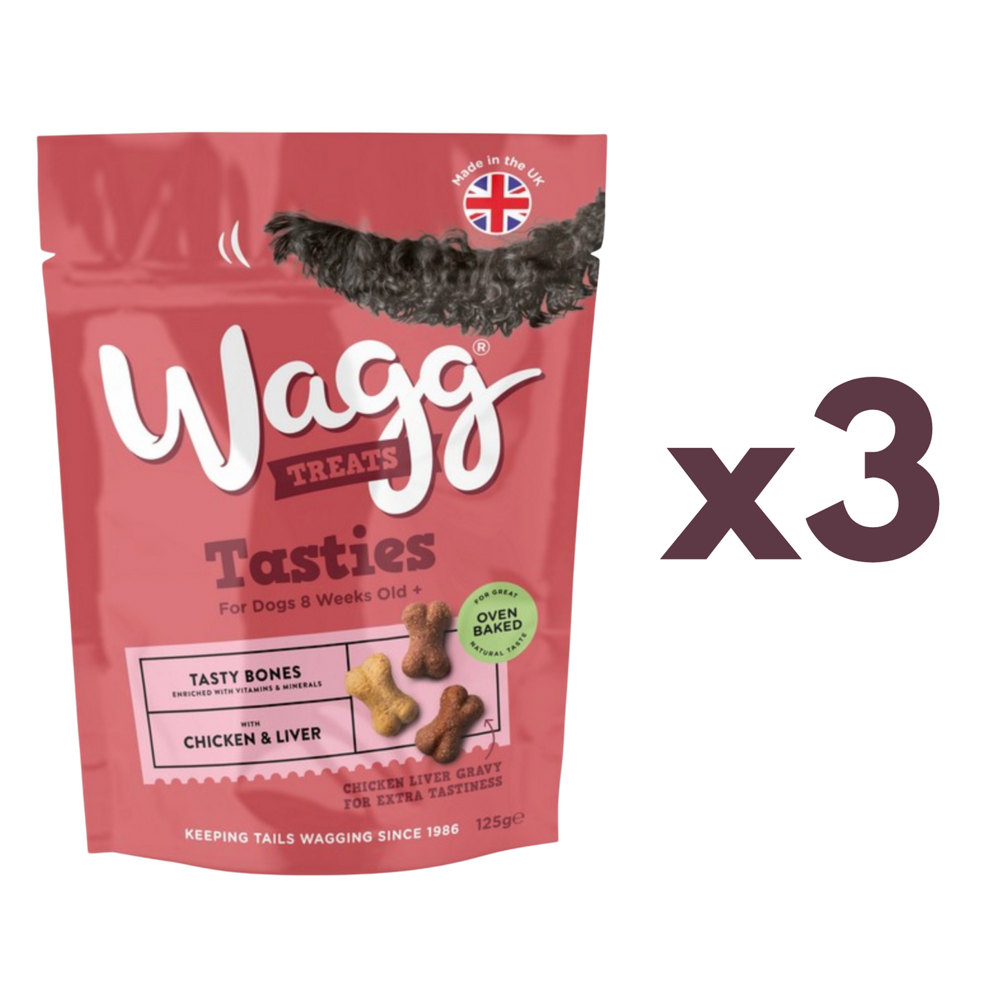 Wagg Tasties Dog Treats With Chicken & Liver Tasty Bites 125g