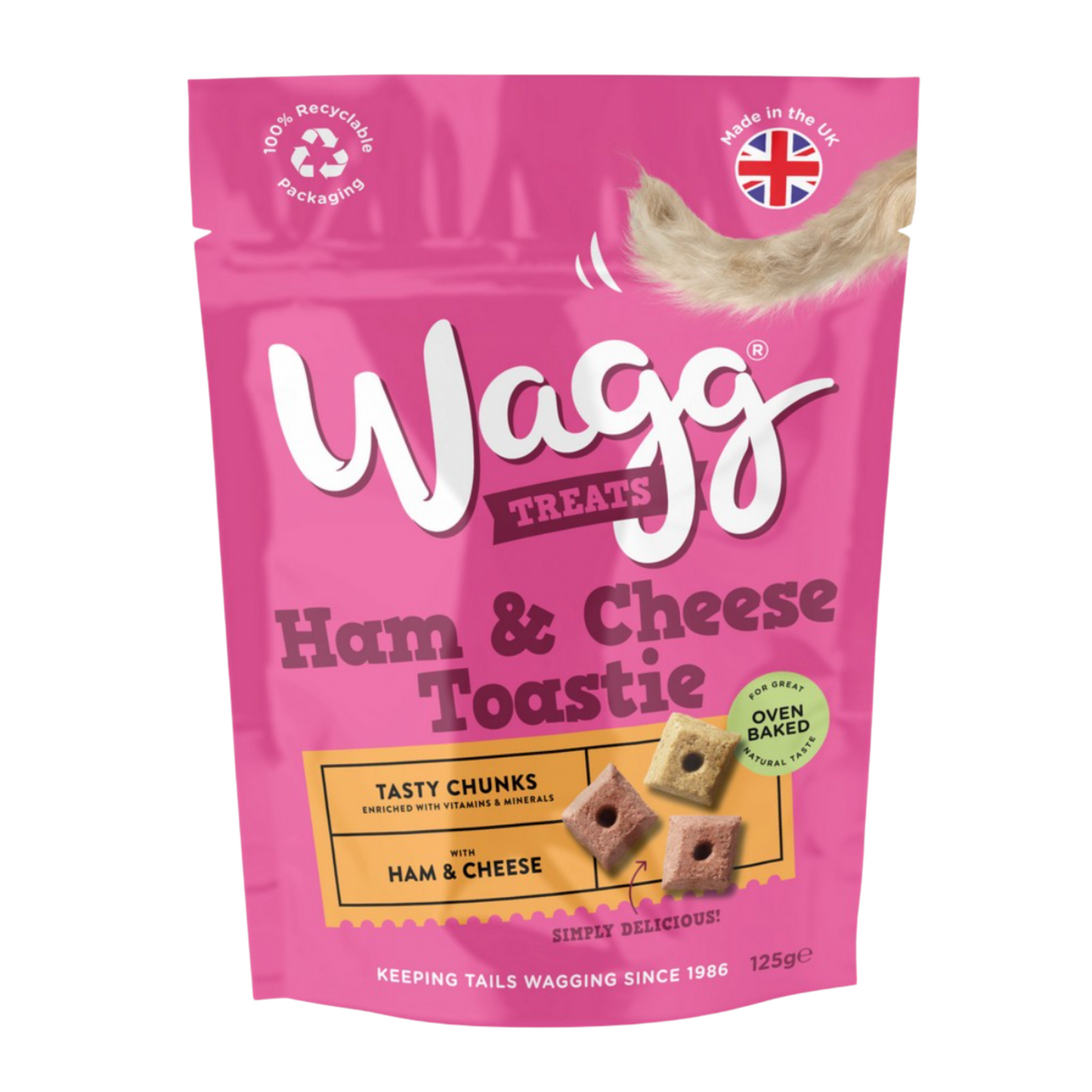 Wagg Dog Treats Ham & Cheese Toastie Tasty Chunks 125g