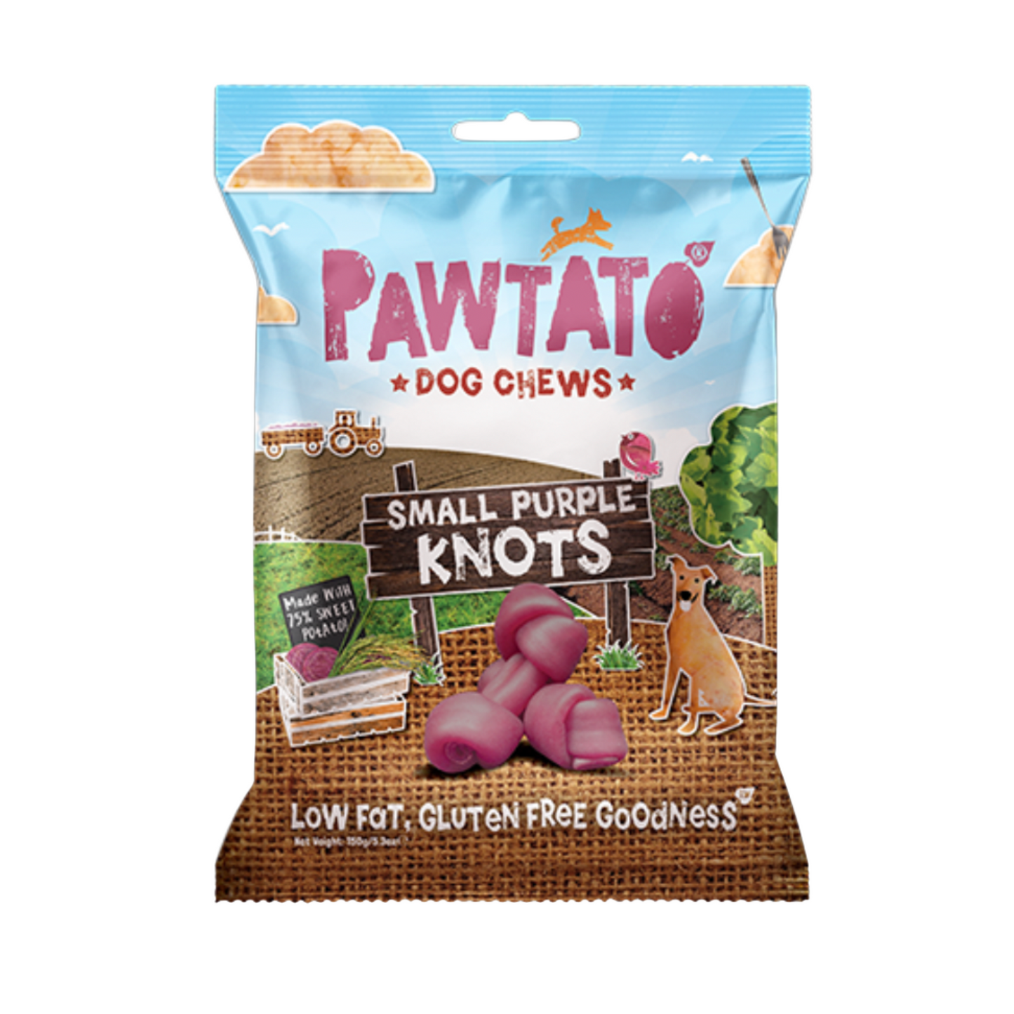 Pawtato Small Purple Knots Chews Made From Natural Sweet Potato Pack Of 10, 150g