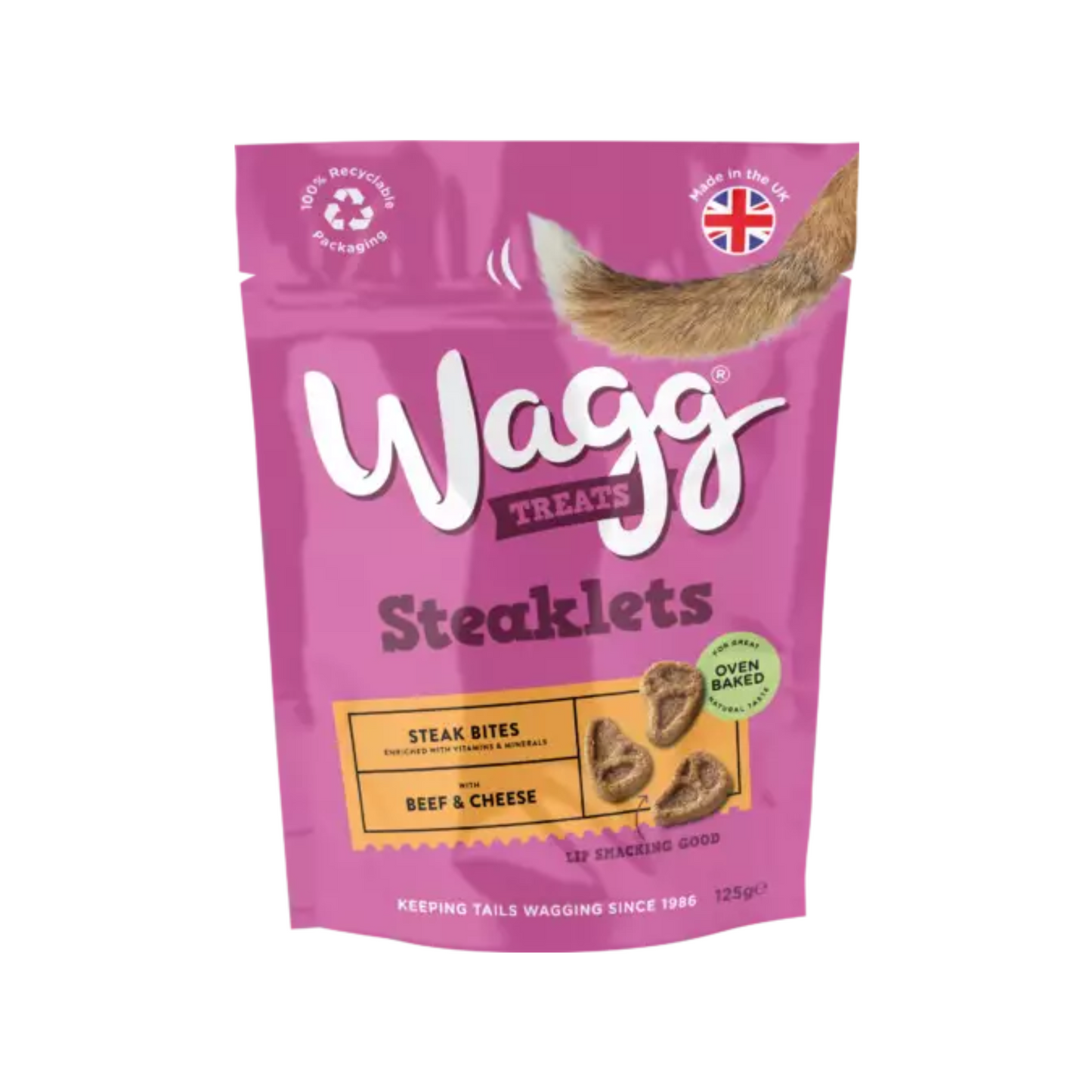 Wagg Steaklets Dog Treats With Beef & Cheese Steak Bites 125g