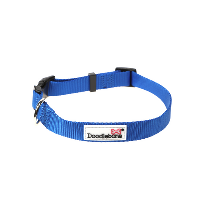 Doodlebone Originals Dog Collar Ruby Red, Sapphire Blue, Aqua Turquoise, Sunshine Yellow, Fuchsia Pink, Blush Light Pink, Coal Black, 3 Sizes