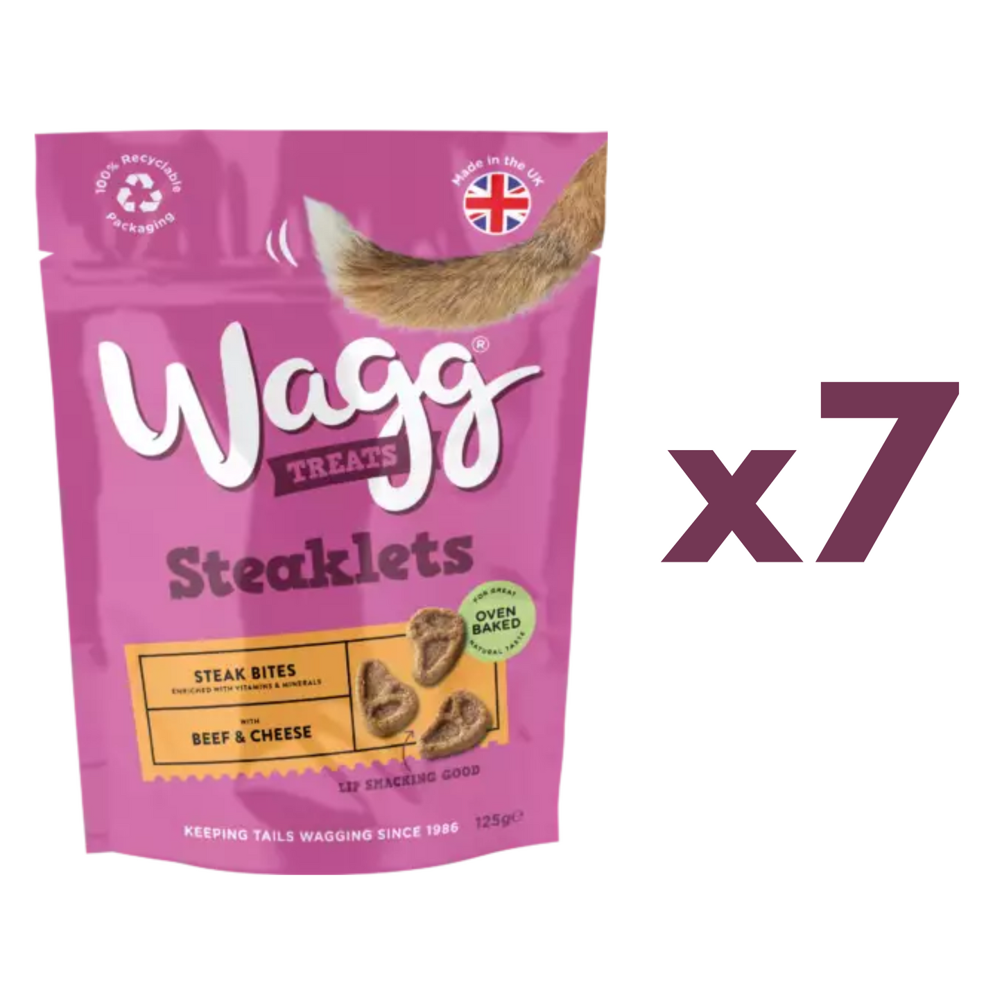 Wagg Steaklets Dog Treats With Beef & Cheese Steak Bites 125g