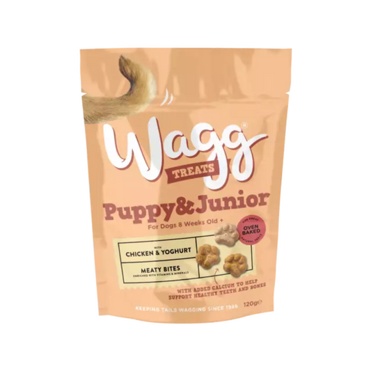 Wagg Puppy & Junior Dog Treats With Chicken & Yoghurt Meaty Bites 125g