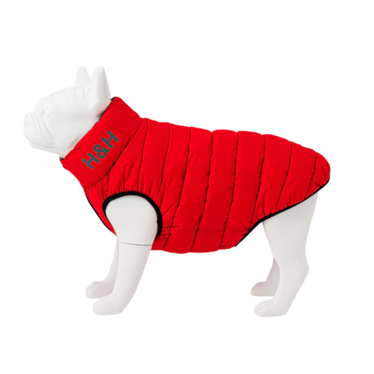 Hugo & Hudson Dog Puffer Jacket Reversible Red & Navy