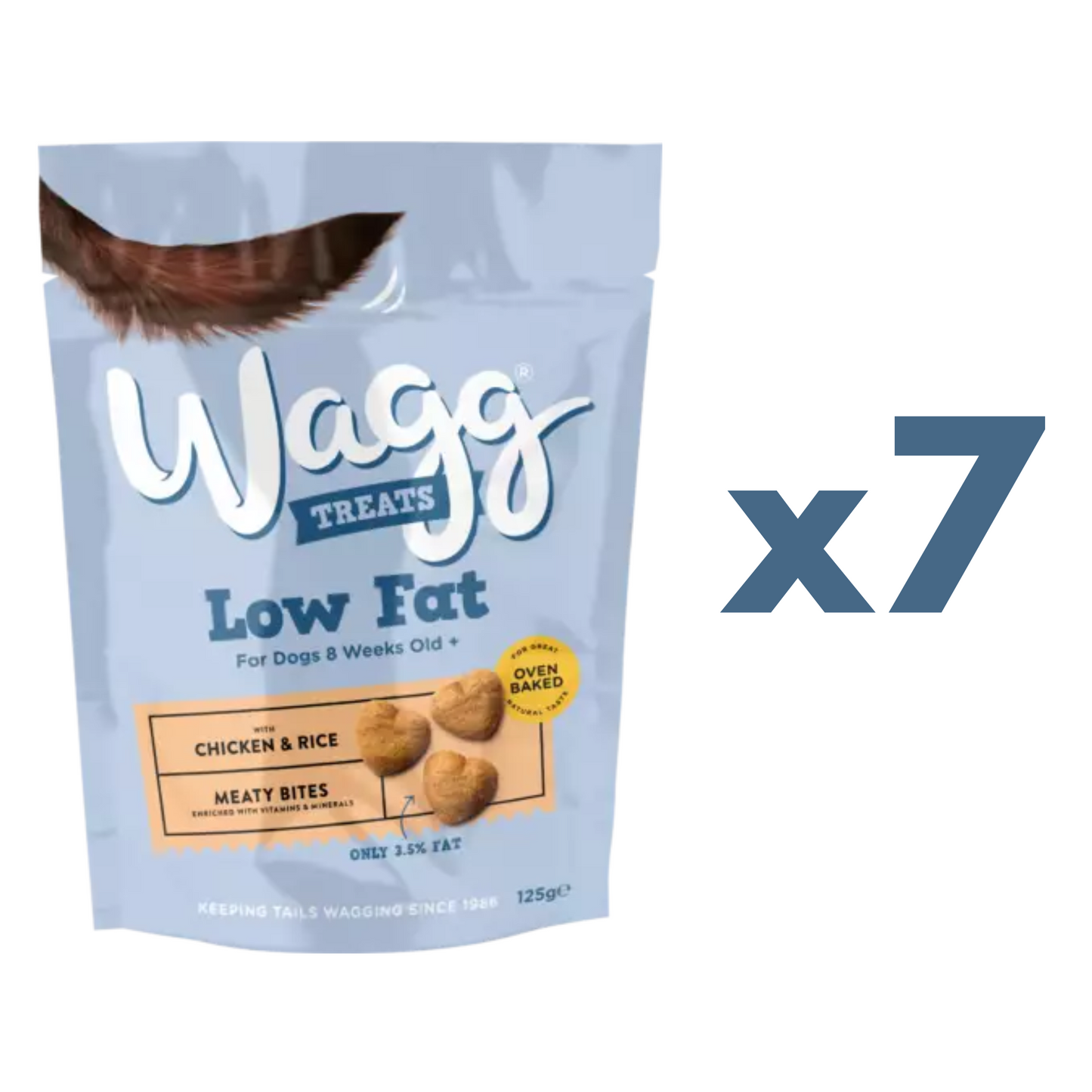 Wagg Low Fat Dog Treats With Chicken & Rice Meaty Bites 125g