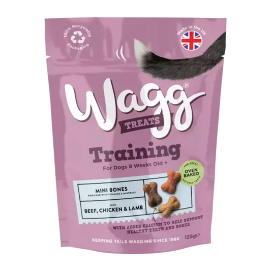 Wagg Training Dog Treats With Beef Chicken & Lamb Mini Bones 125g