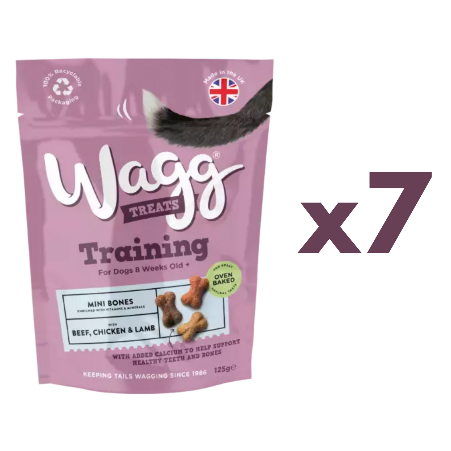 Wagg Training Dog Treats With Beef Chicken & Lamb Mini Bones 125g